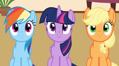 Rainbow Dash Twilight Sparkle And Applejack Sitting Eyes Closed GIF