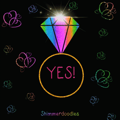 Rainbow Diamond In Gold Ring Saying Yes GIF