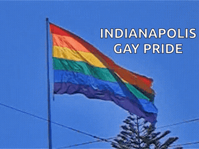 Rainbow Flag Flying With Indianapolis Gay Pride GIF