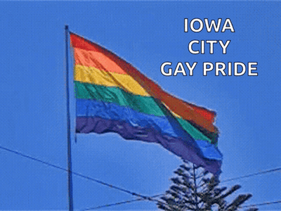 Rainbow Flag Flying With Iowa City Gay Pride GIF