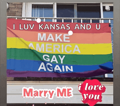 Rainbow Flag I Luv Kansas And U Make America Gay Again GIF