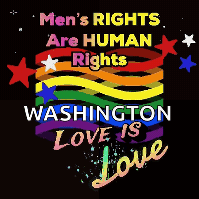 Rainbow Flag Men's Rights Are Human Rights Washington Love Is Love GIF