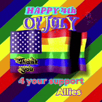 Rainbow Flag Saying Happy 4Th Of July GIF