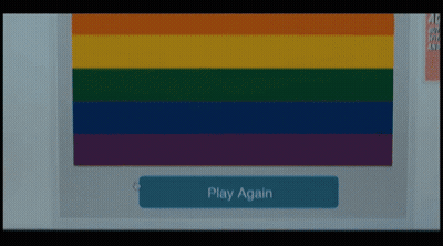 Rainbow Flag With Play Again Button GIF