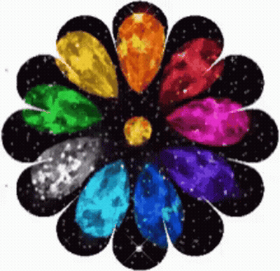 Rainbow Flower With Black Center GIF