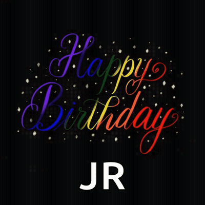 Rainbow Happy Birthday JR On Black Background GIF