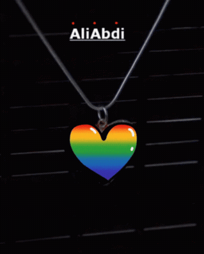 Rainbow Heart Necklace With Name Aliabdi GIF