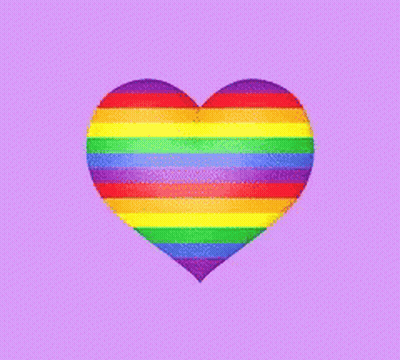 Rainbow Heart On Purple Background GIF