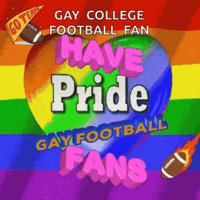Rainbow Heart Saying Gay College Football Fan Have Pride