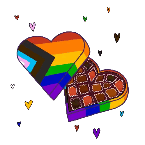 Rainbow Heart-Shaped Chocolate Box With Hearts Sticker