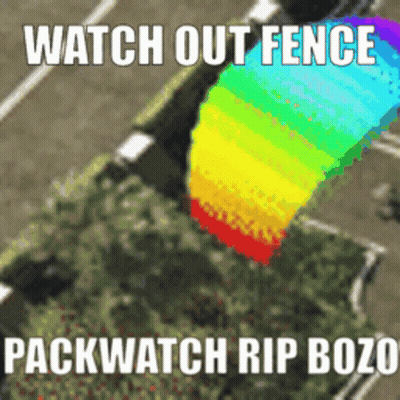 Rainbow Kite Watch Out Fence Packwatch Rip Bozo GIF