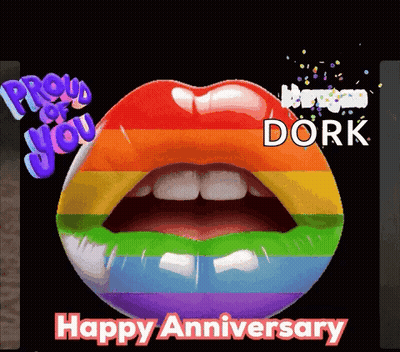 Rainbow Lip Proud Of You Dork Happy Anniversary GIF