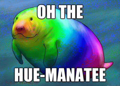 Rainbow Manatee Oh The Hue-Manatee GIF