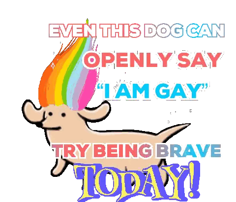 Rainbow Mohawk Dog Says I Am Gay Sticker
