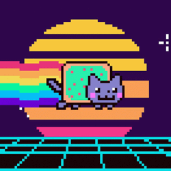 Rainbow Moon Cat Strolling GIF