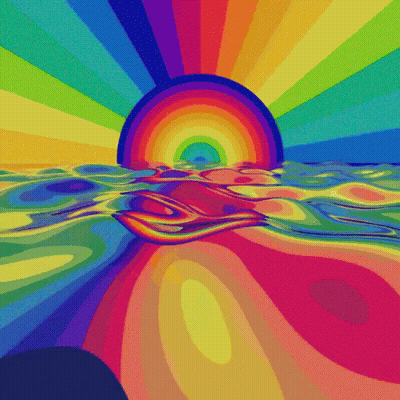 Rainbow Sunset Over Water GIF