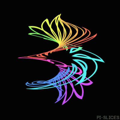Rainbow Swirl On Black Background Pi-Slices GIF