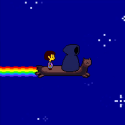 Rainbow Trail Cat Gliding  GIF