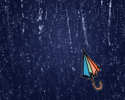 Rainbow Umbrella With Rain Drops GIF