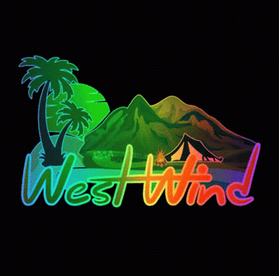 Rainbow Westwind Logo With Mountain And Tent GIF