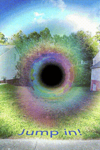 Rainbow With Blue Jump In Text GIF