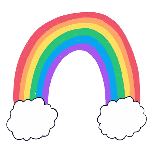 Rainbow With Two Clouds Sticker