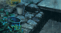 Raining Bucket Anime Scenery GIF