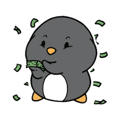 Raining Money Penguin Sticker