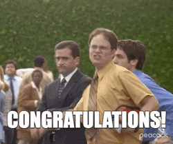Rainn Wilson Congrats Fist Pump In The Office GIF