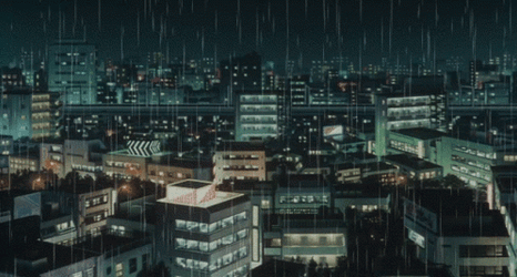 Rainy Anime City Nightscape GIF
