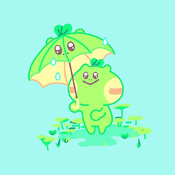 Rainy Day Cute Frog Umbrella GIF