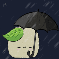 Rainy Day Cute Plant Holding Umbrella GIF