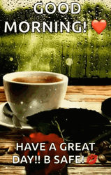 Rainy Friday Coffee With A Rose GIF