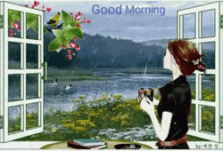 Rainy Friday Girl Looking Out A Window GIF