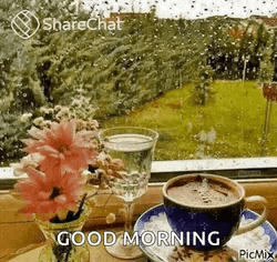 Rainy Good Morning Hot Coffee GIF