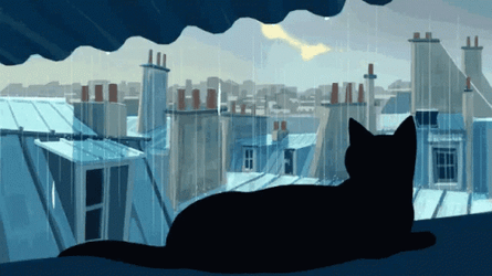 Rainy Saturday Cat Silhouette GIF