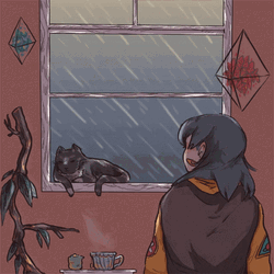 Rainy Saturday Girl Gazing Out The Window GIF