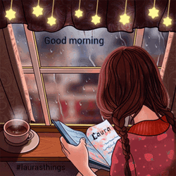 Rainy Saturday Girl Reading Book Beside Window GIF