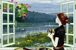 Rainy Saturday Girl Staring Out The Window GIF