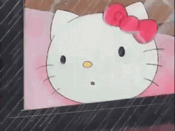 Rainy Saturday Hello Kitty Looking Out A Window GIF