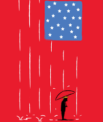 Rainy USA Man With Umbrella Animation GIF
