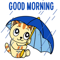 Rainy Wednesday Cute Cat With Umbrella GIF