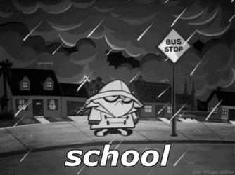 Rainy Wednesday Dexter At Bus Stop GIF
