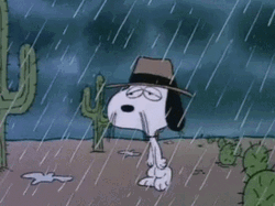 Rainy Wednesday Tired Snoopy Walking In Desert GIF