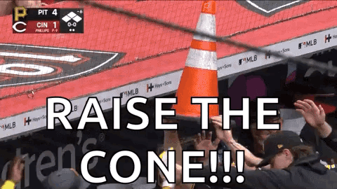 Raise The Cone Sign In Front Of Crowd GIF
