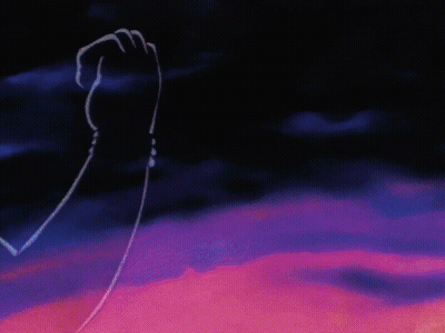 Raised Fist Purple Sky GIF