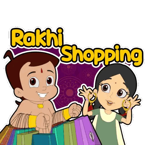 Rakhi Shopping Cartoon Sticker
