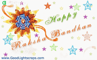 Raksha Bandhan Greeting Card With Flower And Stars GIF