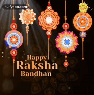 Raksha Bandhan Greeting Card With Hanging Flowers GIF