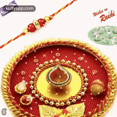 Raksha Bandhan Greeting Card With Tray And Bracelet GIF